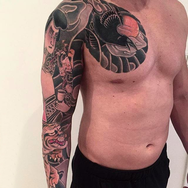 多款彩绘水彩素描创意霸气日本传统经典大面积纹身图案