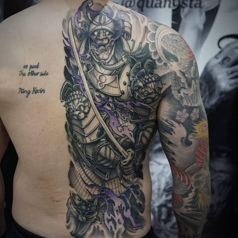 多款黑灰素描点刺技巧创意大面积霸气纹身图案