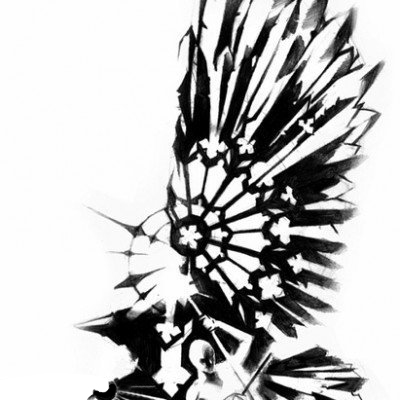 黑色线条素描创意文艺小清新唯美梵花花纹纹身手稿