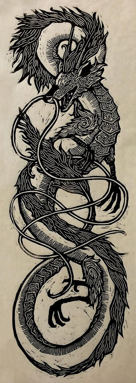 多款黑色线条素描经典霸气龙图腾纹身手稿