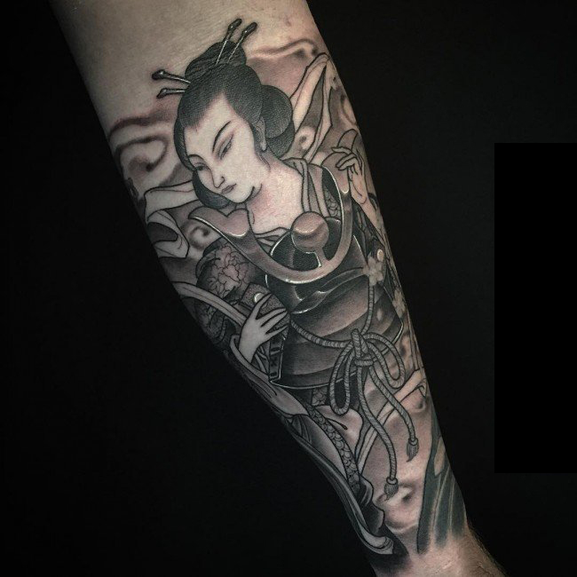 多款线条素描经典日本传统图腾艺妓纹身图案