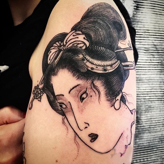 多款黑灰素描点刺技巧创意经典日本传统图腾纹身图案