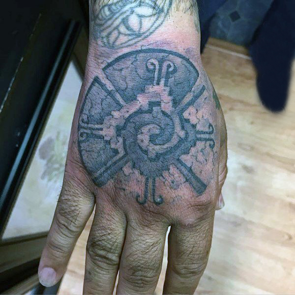 多款黑灰素描点刺技巧经典传统玛雅纹身图案