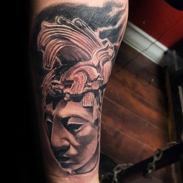 多款黑灰素描点刺技巧经典传统玛雅纹身图案