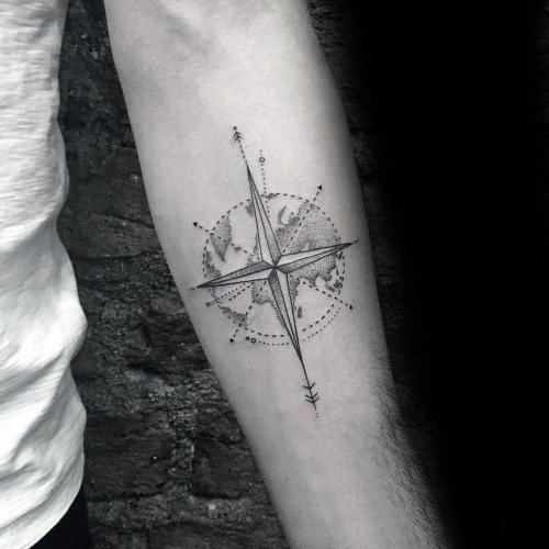 多款黑色线条素描文艺唯美经典复古指南针古典纹身图案