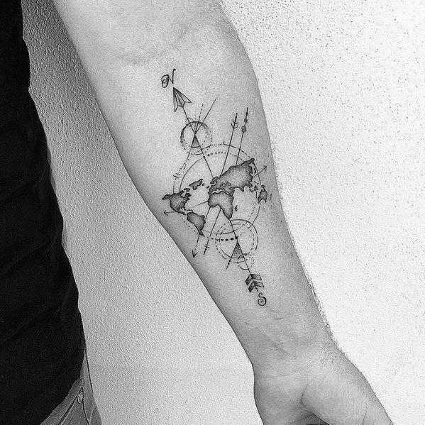 多款黑色线条素描文艺唯美经典复古指南针古典纹身图案