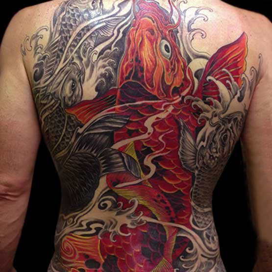 多款男生背部线条素描霸气大面积满背纹身图案