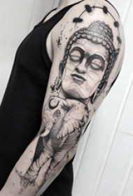 多款黑灰素描点刺技巧经典精致弥勒佛纹身图案