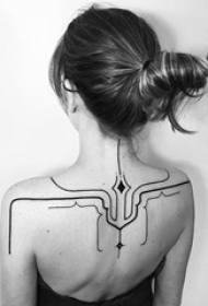 关于黑灰素描点刺技巧创意简单线条几何元素纹身图案