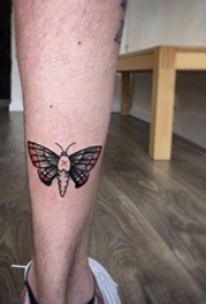 多款男生小腿上彩绘水彩素描创意文艺蝴蝶纹身图片