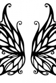 黑色线条素描创意唯美蝴蝶翅膀纹身手稿