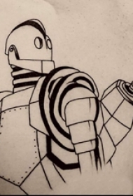 男生胸部黑色几何元素简单线条机器人纹身图片