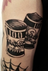 多款黑灰素描点刺技巧创意独特的寓意满满货币纹身图案