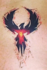 男生胸部彩绘渐变几何抽象线条动物凤凰纹身图片