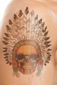 男生手臂上彩绘几何简单线条创意印第安人纹身图片