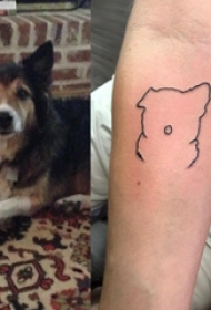 男生手臂上黑色简单抽象线条小动物轮廓纹身图片