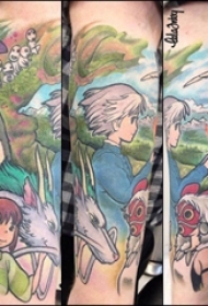 男生手臂上彩绘水彩素描文艺可爱有趣卡通纹身图片