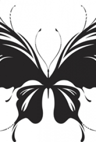 黑灰素描描绘的创意文艺蝴蝶纹身手稿