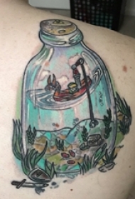 女生背部彩绘水彩素描创意文艺精致风景纹身图片