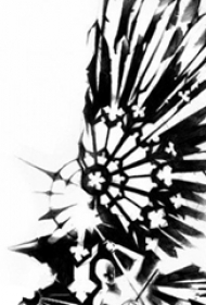 黑色线条素描创意文艺小清新唯美梵花花纹纹身手稿