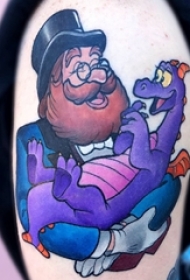 女生手臂上彩绘水彩素描创意可爱卡通纹身图片