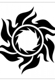 黑色线条素描文艺经典太阳纹身手稿