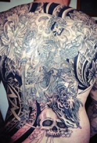 多款黑灰素描点刺技巧霸气精致武士纹身图案