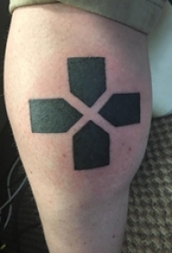 男生小腿上黑色线条素描创意经典十字架纹身图片