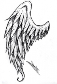 黑色素描创意霸气精致翅膀纹身手稿