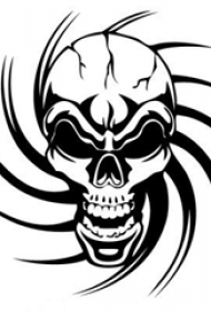 黑色线条素描创意霸气精致骷髅纹身手稿