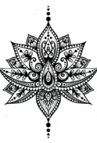 黑灰素描点刺技巧创意精致唯美莲花纹身图片