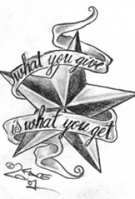 黑灰素描点刺技巧文艺经典星星纹身手稿