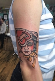 女生手臂上彩绘水彩素描文艺女生人物纹身图片