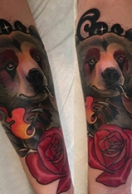 女生手臂上彩绘水彩素描创意文艺可爱动物纹身图片