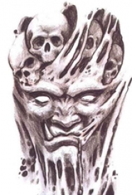 黑灰素描点刺技巧霸气恐怖人物纹身手稿