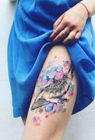 绚烂夺目的彩绘渐变简单线条小清新植物花朵纹身图案