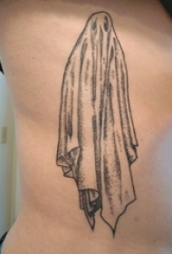 女生背部黑灰素描点刺技巧创意霸气幽灵纹身图片