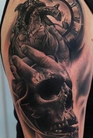 多款手臂上黑灰素描点刺技巧创意经典纹身图案