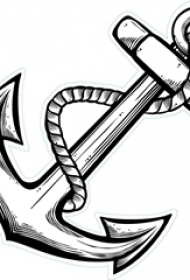 黑灰素描创意文艺经典海军风船锚纹身手稿