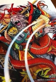 斗战胜佛龙传统彩绘纹身图案手稿