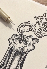 欧美点刺蜡烛纹身图案手稿