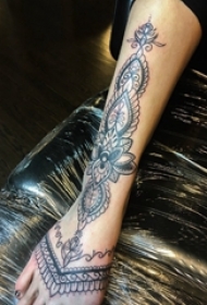 梵花纹身 女生小腿上梵花纹身唯美图片