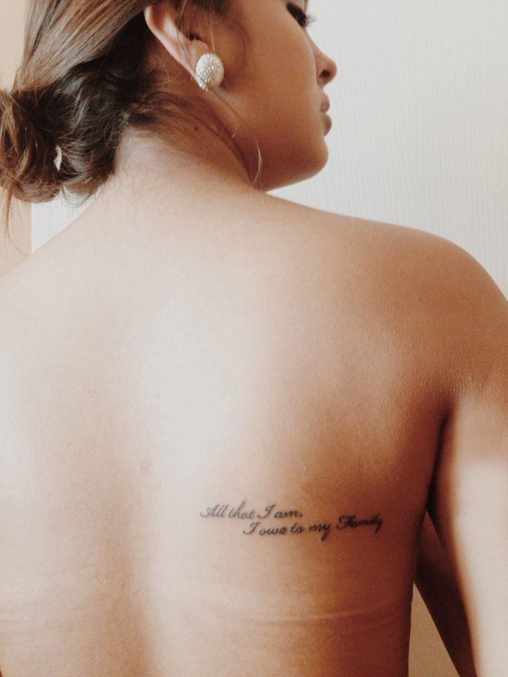 多款背部黑色线条经典文艺唯美有意义花体英文纹身图案