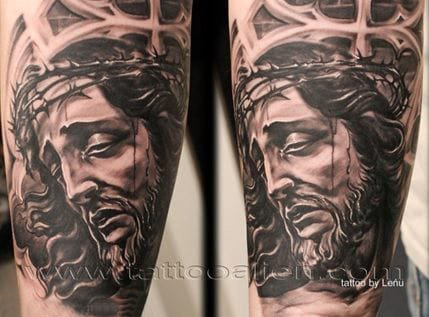 多款黑灰素描点刺技巧霸气经典宗教人物纹身图案