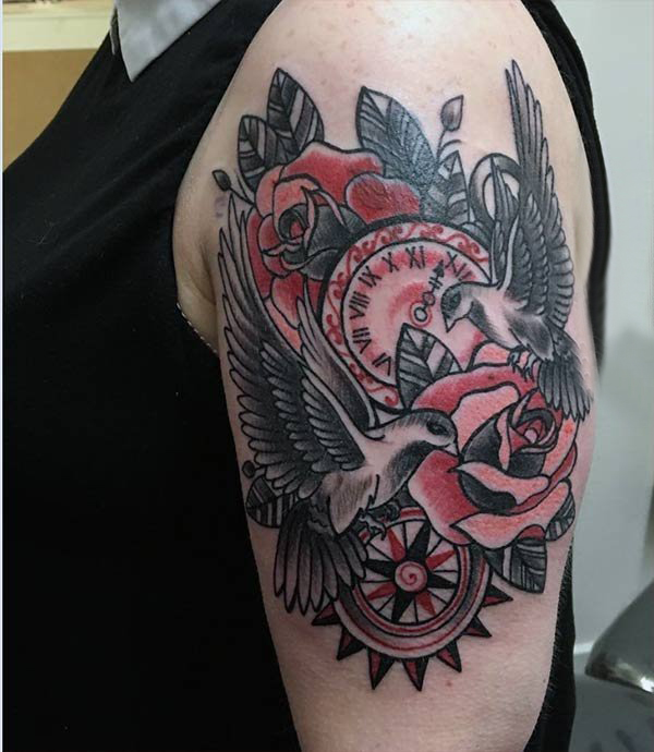 和平寓意的创意简单线条鸽子动物纹身图案