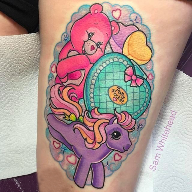 多款彩绘水彩素描少女心满满的卡通纹身图案