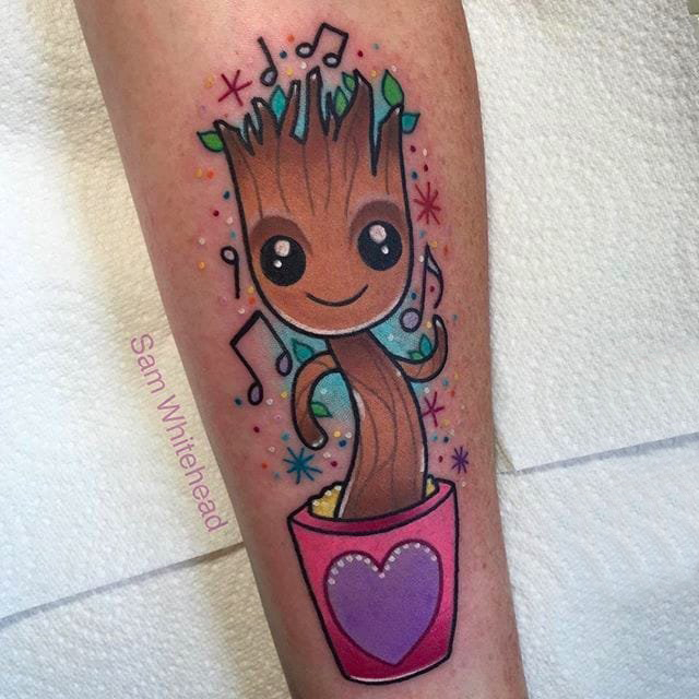 多款彩绘水彩素描少女心满满的卡通纹身图案