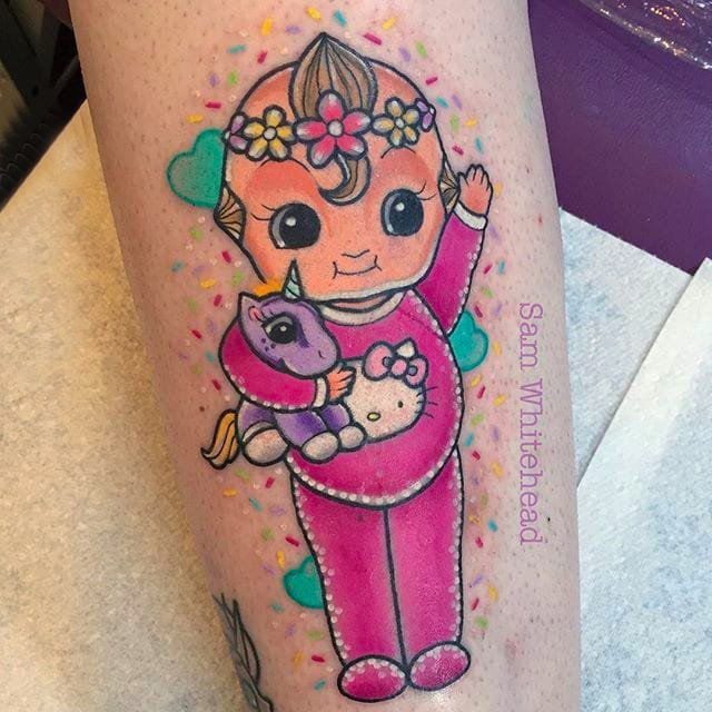 多款彩绘水彩素描少女心满满的卡通纹身图案