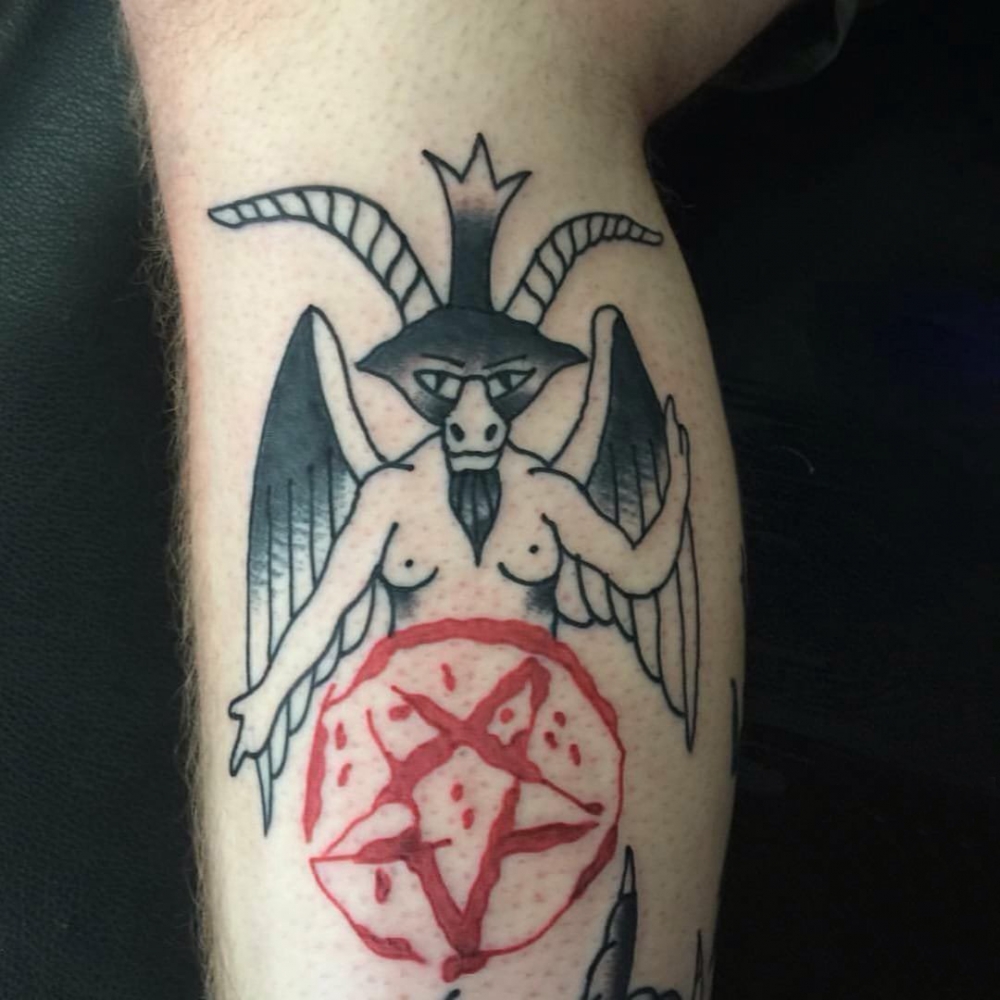 多款黑灰素描点刺技巧经典撒旦教会霸气复古纹身图案