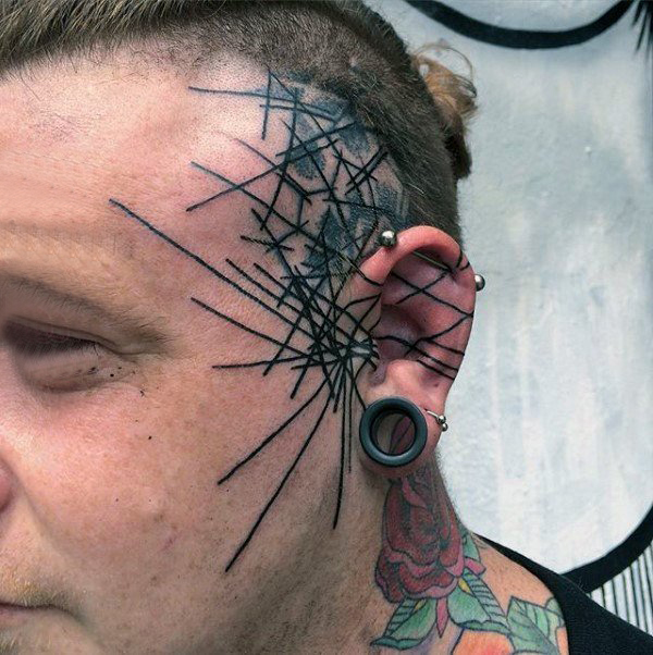 多款黑色线条素描点刺技巧经典脸部纹身图案